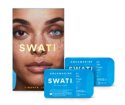 Light blue coloured lenses - Aquamarine SWATI Monthly Lenses